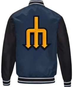 Seattle Mariners Full-Snap Navy Varsity Satin Jacket