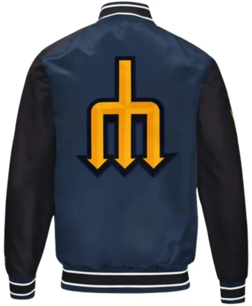 Seattle Mariners Full-Snap Navy Varsity Satin Jacket