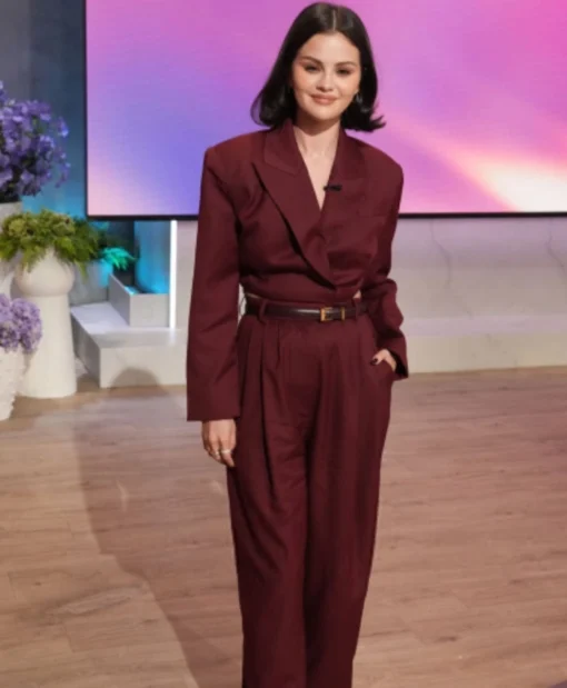 The Jennifer Hudson Show Season 04 Selena Gomez Maroon Cropped Blazer