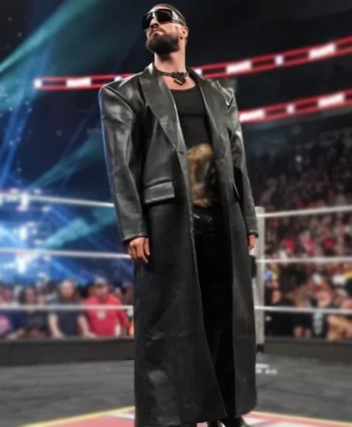 Seth Rollins Lenovo Center Monday Night RAW 2025 Black Leather Long Coat