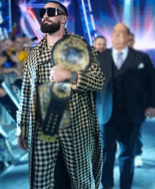 Shop Seth Rollins WWE World Champion Checkered Long Coat