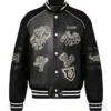 LV 1AATMF Blouson Full-Snap Black Varsity Jacket