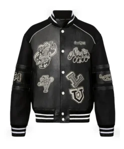 LV 1AATMF Blouson Full-Snap Black Varsity Jacket