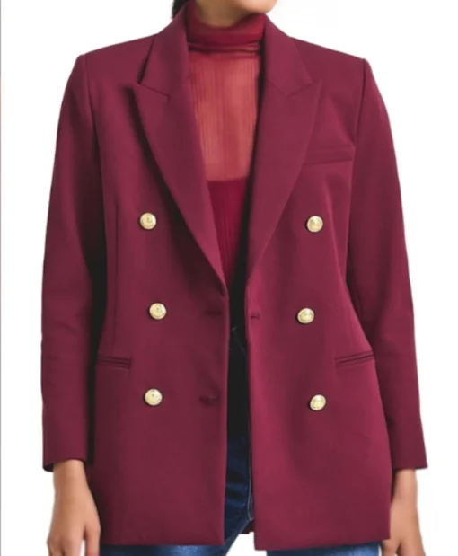 The View 2025 Fiona Rene Double Breasted Maroon Blazer