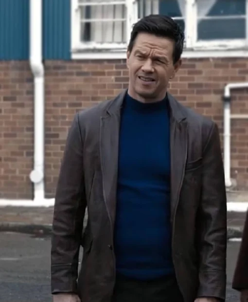 Parker Film Play Dirty 2025 Mark Wahlberg Brown Leather Blazer On Sale