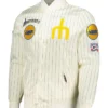 Seattle Mariners Pro Standard Cream Pinstripe Satin Jacket