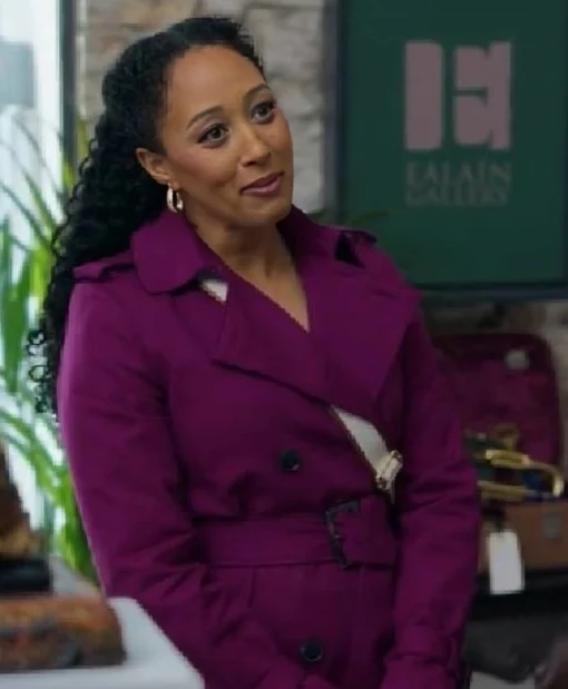 Tamera Mowry Haunted Harmony Mysteries Trench Purple Coat Buy Now