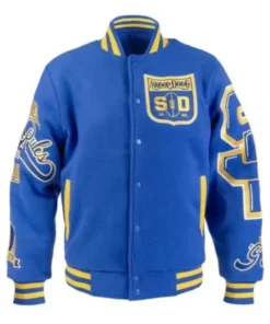 Buy 2025 AFL Snoop Dogg Full Snap Blue Bomber Jacket For Sale