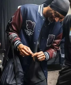 Snoop Dogg Song Joy Iz It a Crime Blue and Brown Varsity Jacket