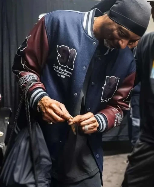 Snoop Dogg Song Joy Iz It a Crime Blue and Brown Varsity Jacket
