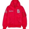 Historic L-2B St. Louis Cardinals Red Hooded Bomber Jacket - Unisex