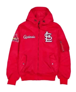 Historic L-2B St. Louis Cardinals Red Hooded Bomber Jacket - Unisex
