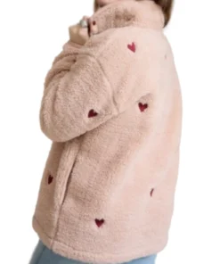 TV Series Stacey And Joe Season 2 Heart Embroidered Half-Zip Fleece Pink Jumper