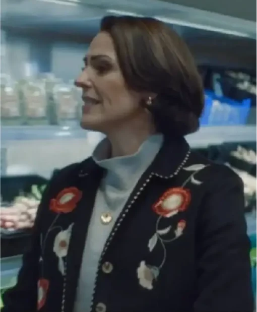 Suz TV Series Film Club 2025 Suranne Jones Black Floral Jacket