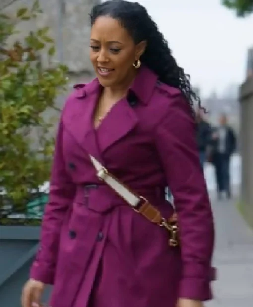 Shop Tamera Mowry Haunted Harmony Mysteries Trench Purple Coat