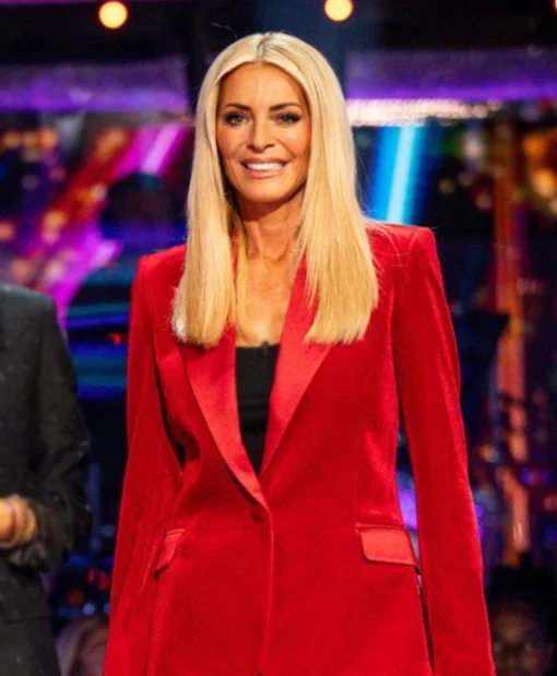 Strictly Come Dancing Season 23 Tess Daly Red Velvet Blazer