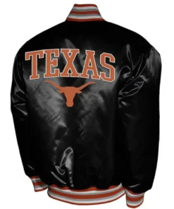 Franchise Club Texas Longhorns Satin Full-Snap Black Varsity Jacket