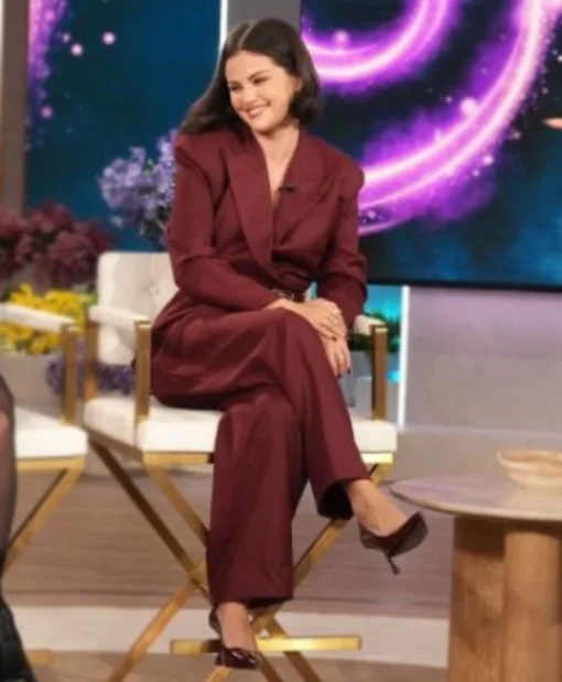 Selena Gomez The Jennifer Hudson Show S04 Maroon Cropped Blazer