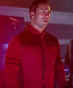 Ben Richards Film The Running Man 2025 Glen Powell Red Cotton Jacket