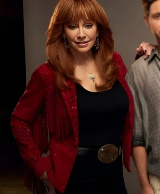 The Voice Season 28 Reba McEntire Red Fringe Embellished Jacket