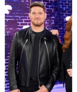 Michael Buble The Voice S28 Black Leather Jacket