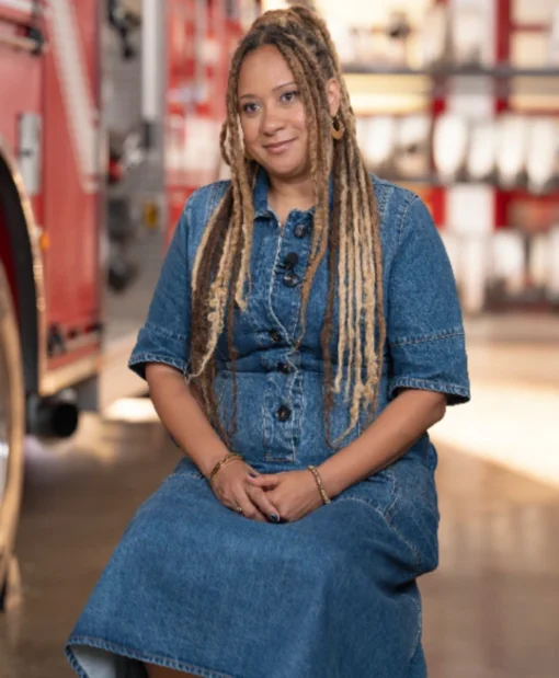 9-1-1 S09 Karen Wilson Denim Dress