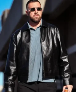 Chiefs VS Raiders Travis Kelce 2025 Black Leather Jacket