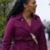 Tamera Mowry Haunted Harmony Mysteries Trench Purple Coat