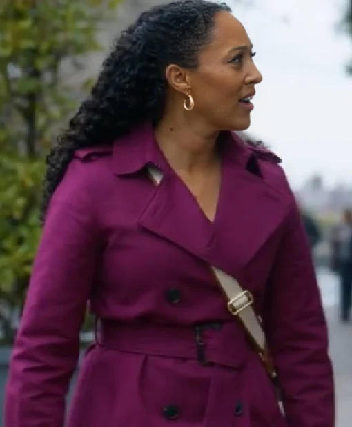 Tamera Mowry Haunted Harmony Mysteries Trench Purple Coat