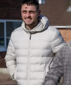 Joe Gilgun Brassic S07 White Puffer Jacket