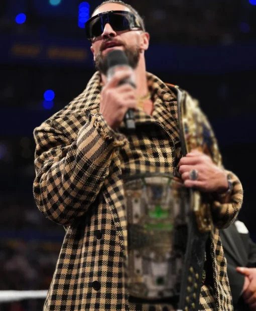 Seth Rollins WWE World Champion Checkered Long Coat
