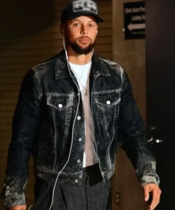 Stephen Curry Warriors VS Lakers Black Denim Jacket