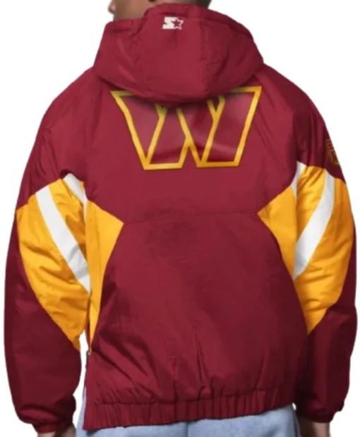 Breakaway Crinkle Popover Line Up Washington Commanders Half-Zip Hooded Burgundy Jacket