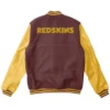 Brown and Yellow Washington Redskins Wool and Leather Full-Snap Varsity Jacket