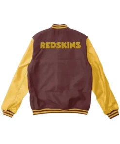 Brown and Yellow Washington Redskins Wool and Leather Full-Snap Varsity Jacket