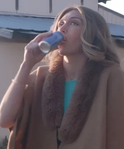 Veronica Peters Welcome To Plathville S7 Brown Fur Trim Poncho