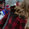 Holland Roden Film Holiday Touchdown A Bills Love Story 2025 Red and Black Plaid Coat