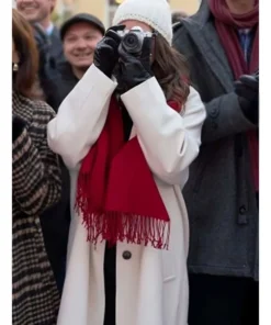 Eden Sher A Keller Christmas Vacation 2025 Emory White Wool Trench Coat