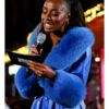 Carnaby Christmas Lights Switch-On 2025 AJ Odudu Belted Fur Trim Blue Leather Coat