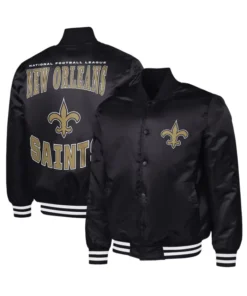 New Orleans Saints Adaptive Team Graphic Varsity Satin Jacket