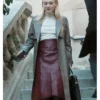 Dakota Fanning TV Series All Her Fault S01 Jenny Kaminski Brown Leather Trench Coat
