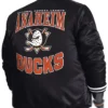 Adaptive Bold Logo Anaheim Ducks Black Full-Snap Satin Varsity Jacket
