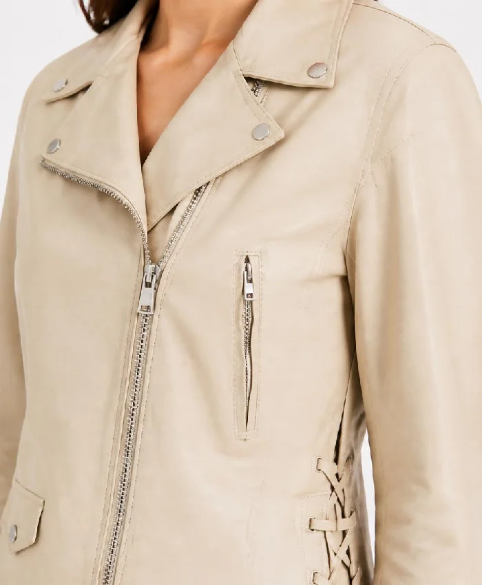 Asymmetrical Women’s Stylish Biker Leather Jacket For Women