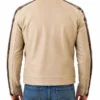 Beige Leather Café Racer Biker Jacket