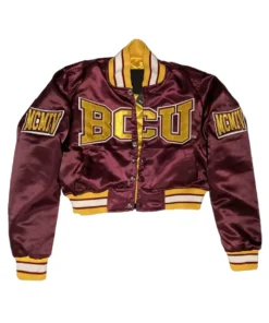 Womens Bethune Cookman University Cropped Satin Jacket