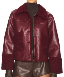 Eva Thomas Beyond The Gates 2025 Ambyr Michelle Maroon Shearling Leather Jacket