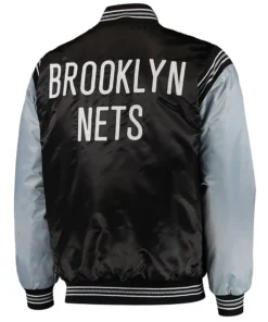 Shop Brooklyn Nets The Enforcer BlackGray Satin Jacket For Sale