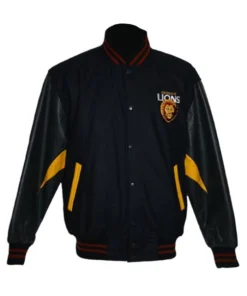 Brisbane Lions Embroidered Black Varsity Jacket