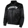 Brooklyn Nets Black Classic Satin Bomber Jacket