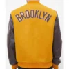 Brooklyn Nets Orange and Brown Varsity Jacket